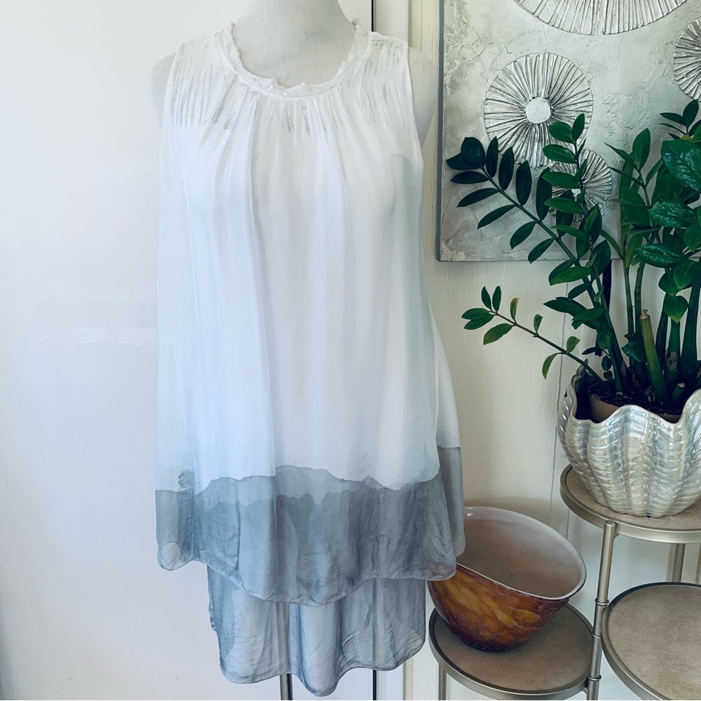 Viola Borghi multicolor 100% silk sleeveless lined dress  size M